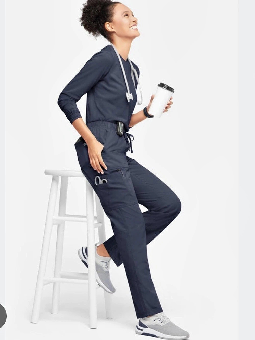 Butter Soft Scrub Pants Navy Straight Leg Blue M